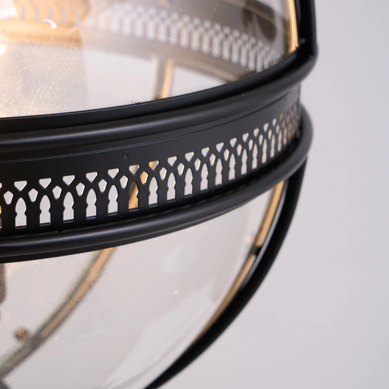 Barok Hanglamp met Glazen Kappen en Gouden Afwerking – Luxe Design Kroonluchter 3-Lichts | Sansoti