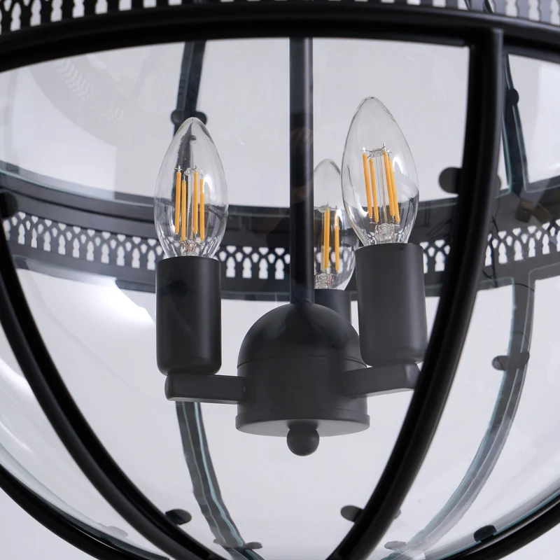 Barok Hanglamp met Glazen Kappen en Gouden Afwerking – Luxe Design Kroonluchter 3-Lichts | Sansoti