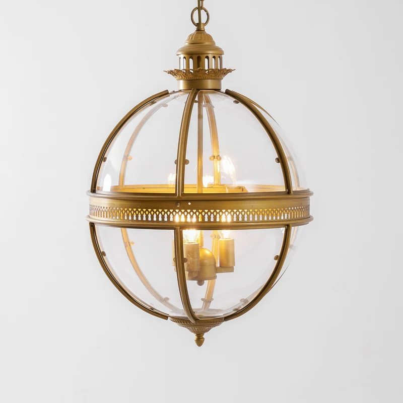 Barok Hanglamp met Glazen Kappen en Gouden Afwerking – Luxe Design Kroonluchter 3-Lichts | Sansoti