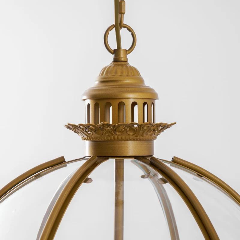 Barok Hanglamp met Glazen Kappen en Gouden Afwerking – Luxe Design Kroonluchter 3-Lichts | Sansoti