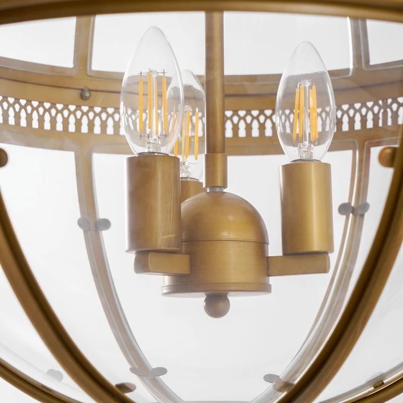 Barok Hanglamp met Glazen Kappen en Gouden Afwerking – Luxe Design Kroonluchter 3-Lichts | Sansoti