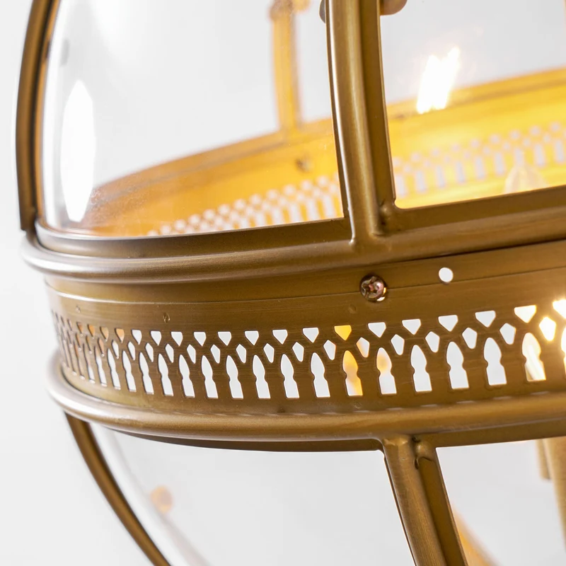 Barok Hanglamp met Glazen Kappen en Gouden Afwerking – Luxe Design Kroonluchter 3-Lichts | Sansoti