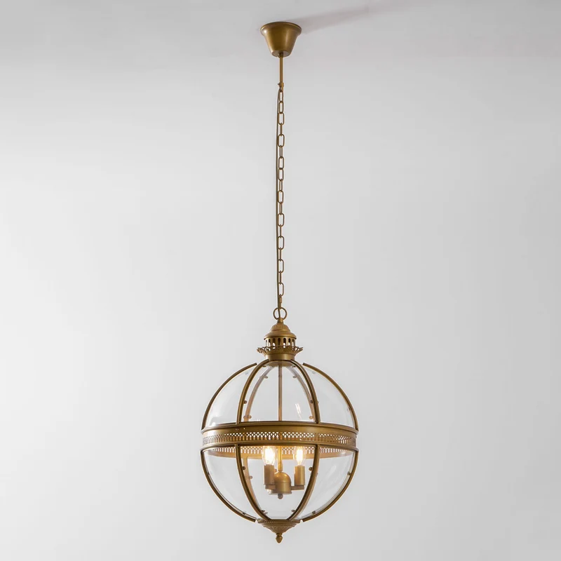 Barok Hanglamp met Glazen Kappen en Gouden Afwerking – Luxe Design Kroonluchter 3-Lichts | Sansoti