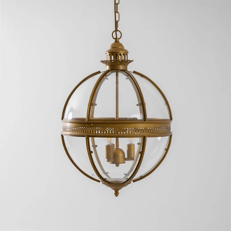 Barok Hanglamp met Glazen Kappen en Gouden Afwerking – Luxe Design Kroonluchter 3-Lichts | Sansoti