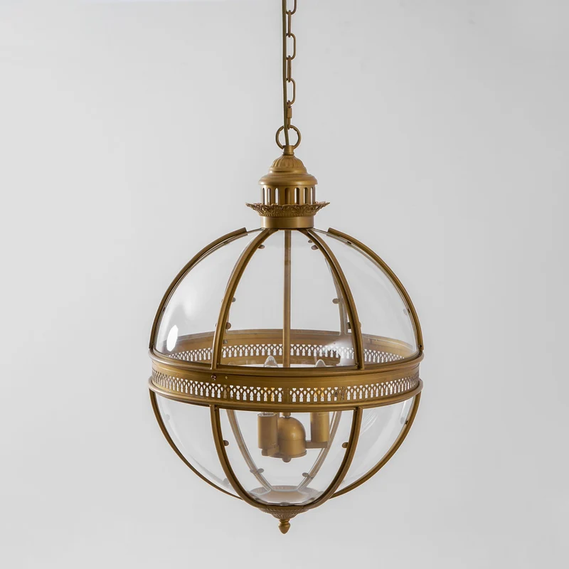 Barok Hanglamp met Glazen Kappen en Gouden Afwerking – Luxe Design Kroonluchter 3-Lichts | Sansoti