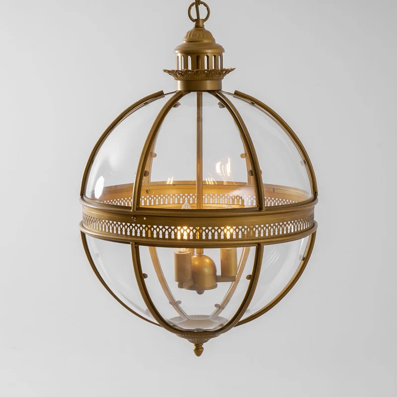Barok Hanglamp met Glazen Kappen en Gouden Afwerking – Luxe Design Kroonluchter 3-Lichts | Sansoti