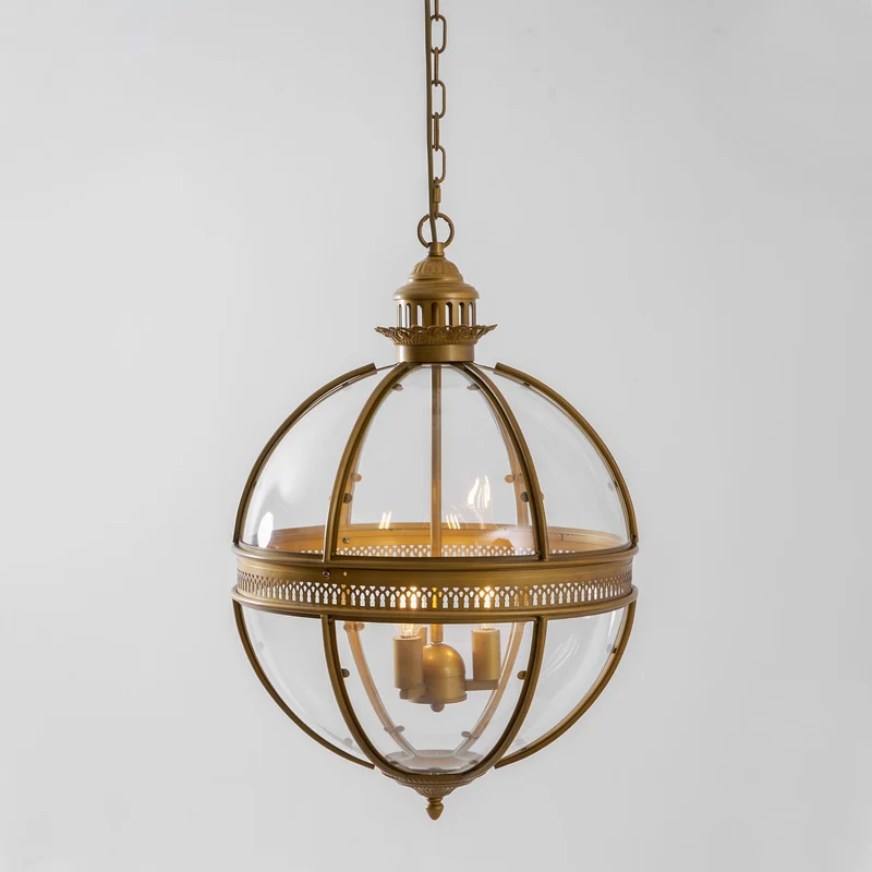 Barok Hanglamp met Glazen Kappen en Gouden Afwerking – Luxe Design Kroonluchter 3-Lichts | Sansoti