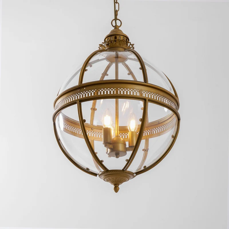 Barok Hanglamp met Glazen Kappen en Gouden Afwerking – Luxe Design Kroonluchter 3-Lichts | Sansoti