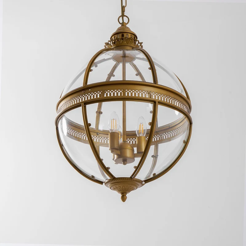 Barok Hanglamp met Glazen Kappen en Gouden Afwerking – Luxe Design Kroonluchter 3-Lichts | Sansoti