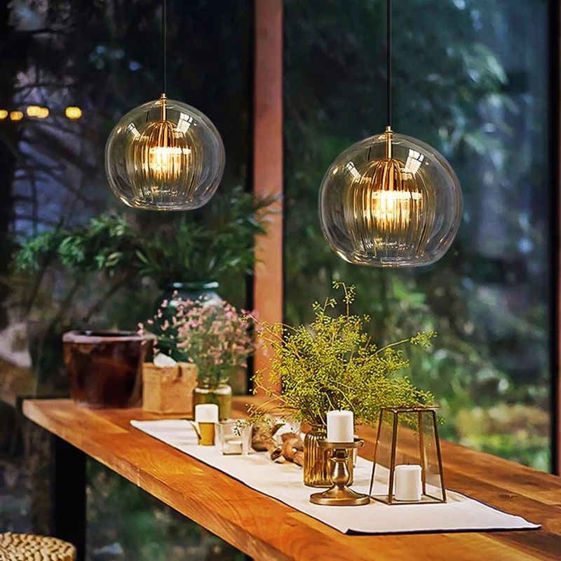 Hanglamp Glas Rond Transparant Amber G4 LED Modern 1-Lichts | Sansoti