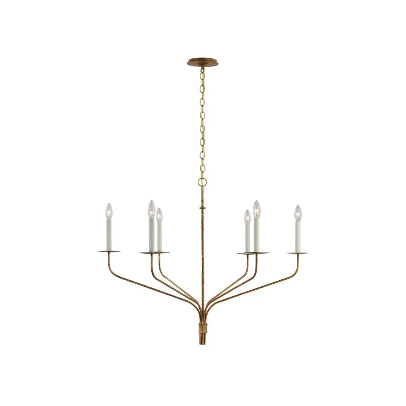 Minimalistische Kroonluchter met Slanke Armen en Kaarsvormige Fittingen – Moderne Design Hanglamp in Messing, Zwart of Nikkel | Sansoti
