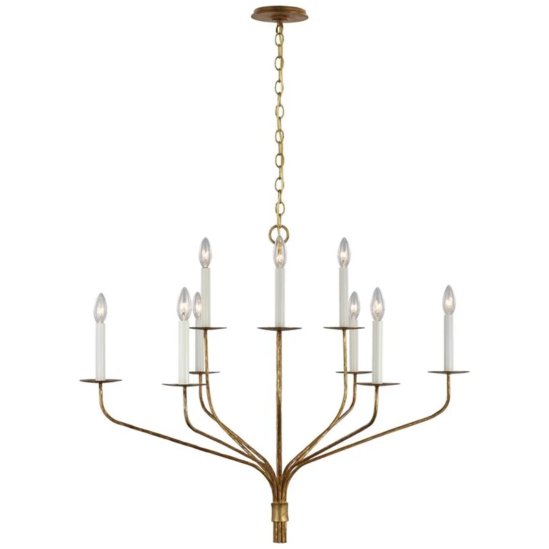 Minimalistische Kroonluchter met Slanke Armen en Kaarsvormige Fittingen – Moderne Design Hanglamp in Messing, Zwart of Nikkel | Sansoti