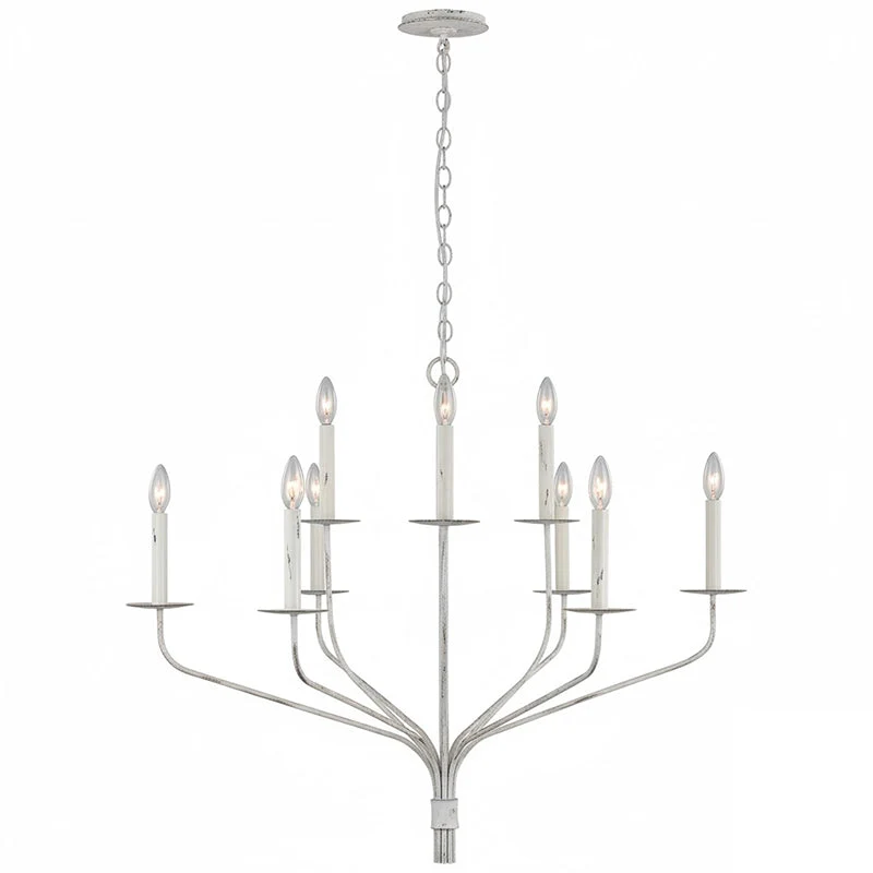 Minimalistische Kroonluchter met Slanke Armen en Kaarsvormige Fittingen – Moderne Design Hanglamp in Messing, Zwart of Nikkel | Sansoti