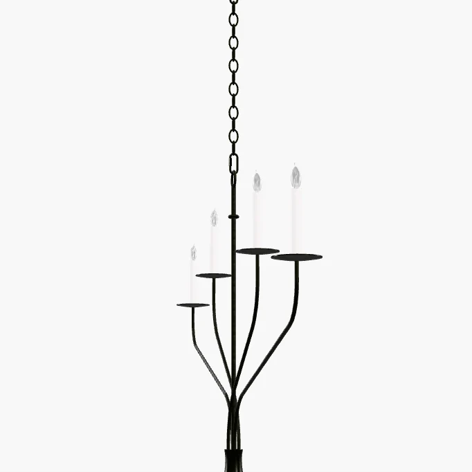 Minimalistische Kroonluchter met Slanke Armen en Kaarsvormige Fittingen – Moderne Design Hanglamp in Messing, Zwart of Nikkel | Sansoti