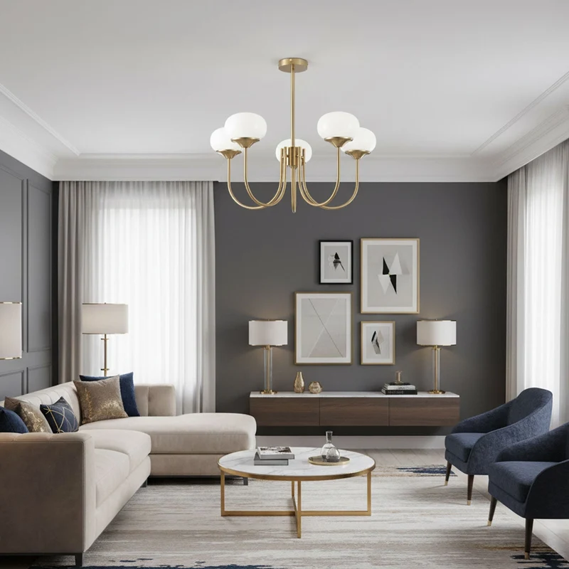 Glazen Kroonluchter Met Roze Witte Of Creme Bollen En Gouden Of Chromen Frame Moderne Design Kroonluchter Met 3 Of 5 Lichtpunten Voor Woonkamer En Eetkamer | Sansoti