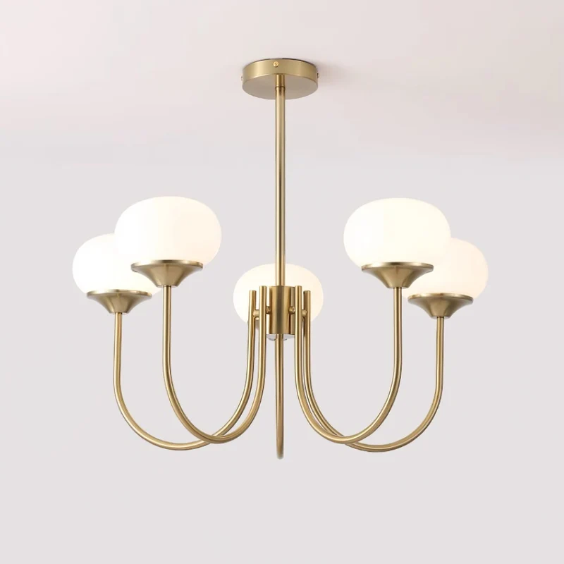 Glazen Kroonluchter Met Roze Witte Of Creme Bollen En Gouden Of Chromen Frame Moderne Design Kroonluchter Met 3 Of 5 Lichtpunten Voor Woonkamer En Eetkamer | Sansoti