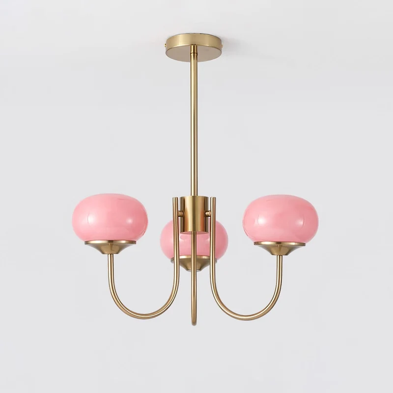 Glazen Kroonluchter Met Roze Witte Of Creme Bollen En Gouden Of Chromen Frame Moderne Design Kroonluchter Met 3 Of 5 Lichtpunten Voor Woonkamer En Eetkamer | Sansoti