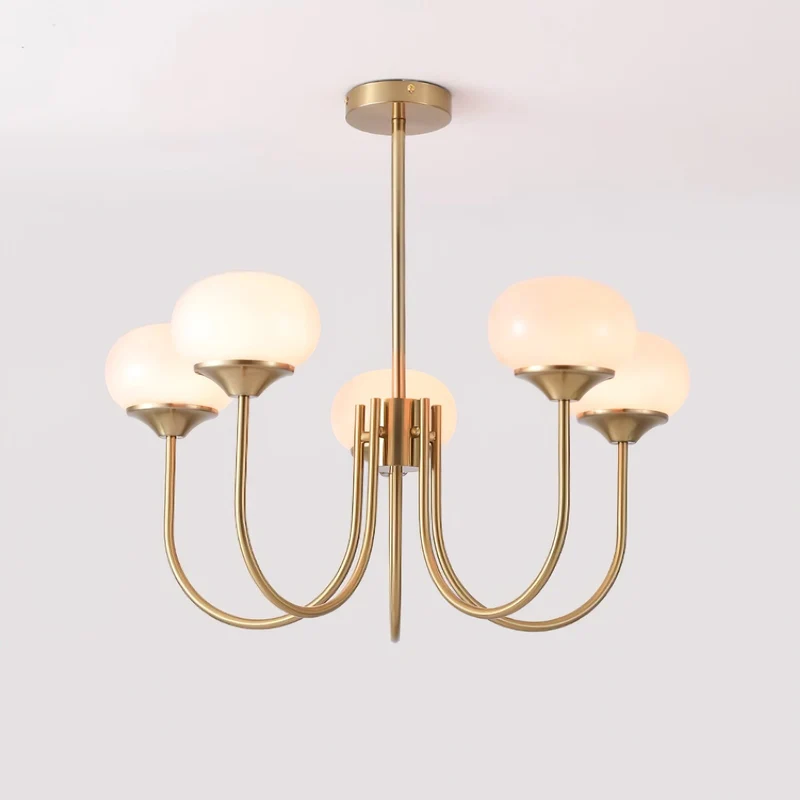 Glazen Kroonluchter Met Roze Witte Of Creme Bollen En Gouden Of Chromen Frame Moderne Design Kroonluchter Met 3 Of 5 Lichtpunten Voor Woonkamer En Eetkamer | Sansoti