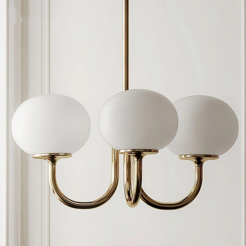 Glazen Kroonluchter Met Roze Witte Of Creme Bollen En Gouden Of Chromen Frame Moderne Design Kroonluchter Met 3 Of 5 Lichtpunten Voor Woonkamer En Eetkamer | Sansoti