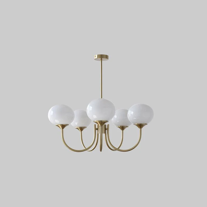 Glazen Kroonluchter Met Roze Witte Of Creme Bollen En Gouden Of Chromen Frame Moderne Design Kroonluchter Met 3 Of 5 Lichtpunten Voor Woonkamer En Eetkamer | Sansoti