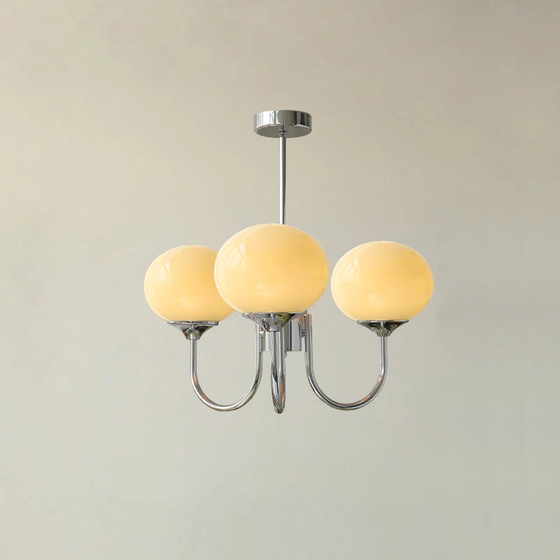 Glazen Kroonluchter Met Roze Witte Of Creme Bollen En Gouden Of Chromen Frame Moderne Design Kroonluchter Met 3 Of 5 Lichtpunten Voor Woonkamer En Eetkamer | Sansoti