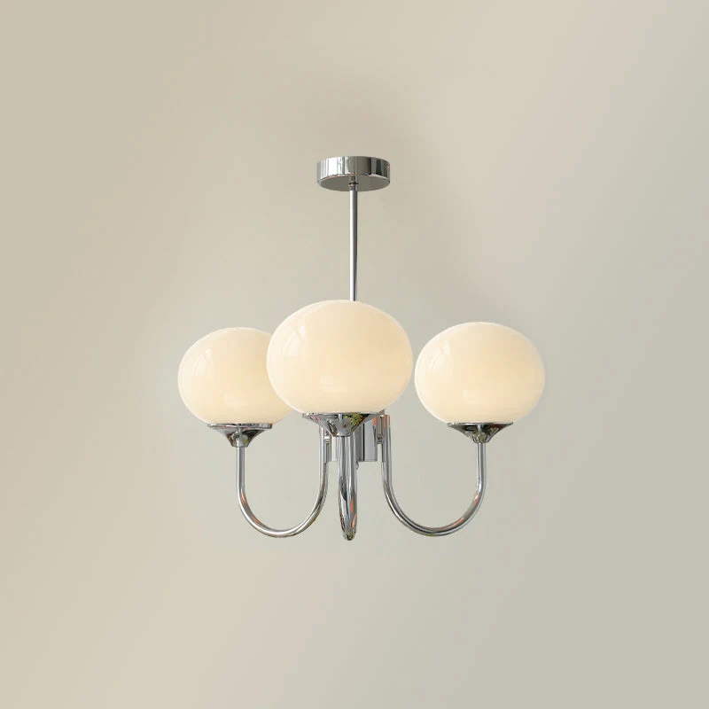 Glazen Kroonluchter Met Roze Witte Of Creme Bollen En Gouden Of Chromen Frame Moderne Design Kroonluchter Met 3 Of 5 Lichtpunten Voor Woonkamer En Eetkamer | Sansoti