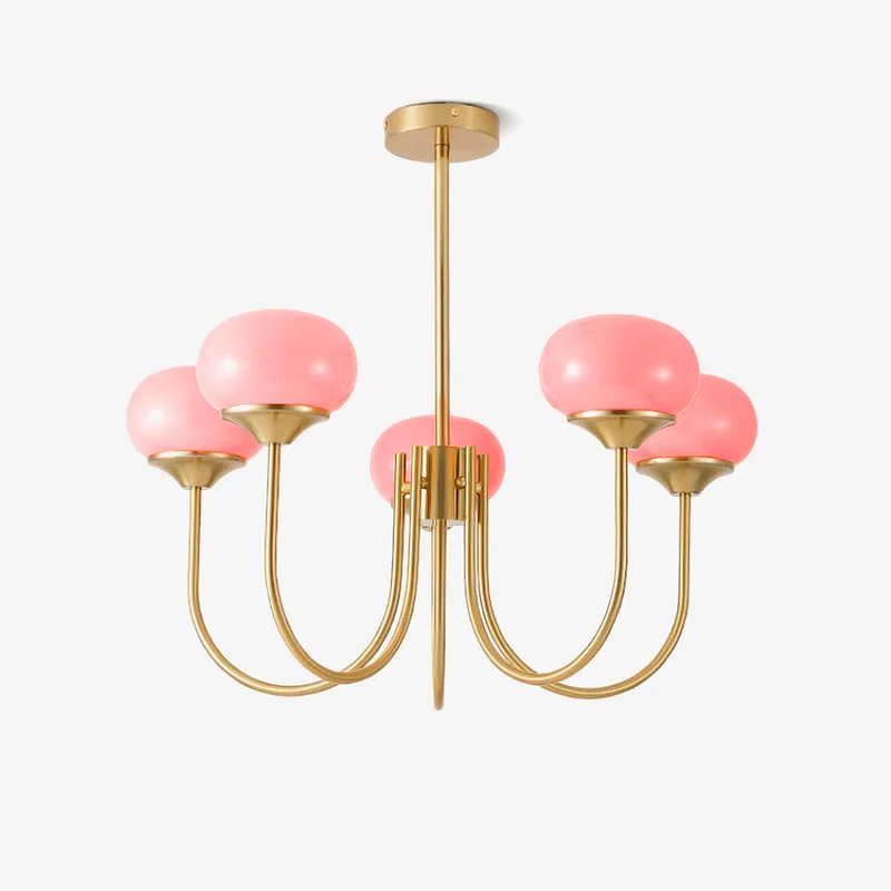 Glazen Kroonluchter Met Roze Witte Of Creme Bollen En Gouden Of Chromen Frame Moderne Design Kroonluchter Met 3 Of 5 Lichtpunten Voor Woonkamer En Eetkamer | Sansoti
