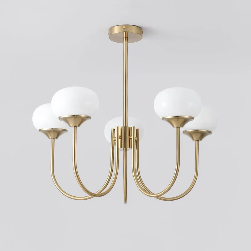 Glazen Kroonluchter Met Roze Witte Of Creme Bollen En Gouden Of Chromen Frame Moderne Design Kroonluchter Met 3 Of 5 Lichtpunten Voor Woonkamer En Eetkamer | Sansoti