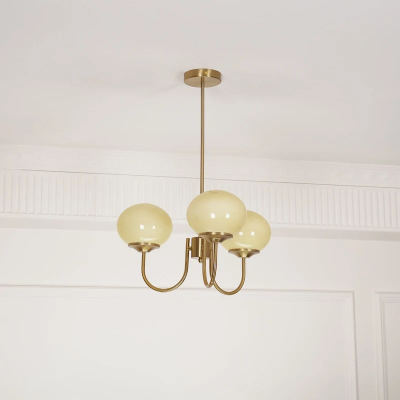 Glazen Kroonluchter Met Roze Witte Of Creme Bollen En Gouden Of Chromen Frame Moderne Design Kroonluchter Met 3 Of 5 Lichtpunten Voor Woonkamer En Eetkamer | Sansoti