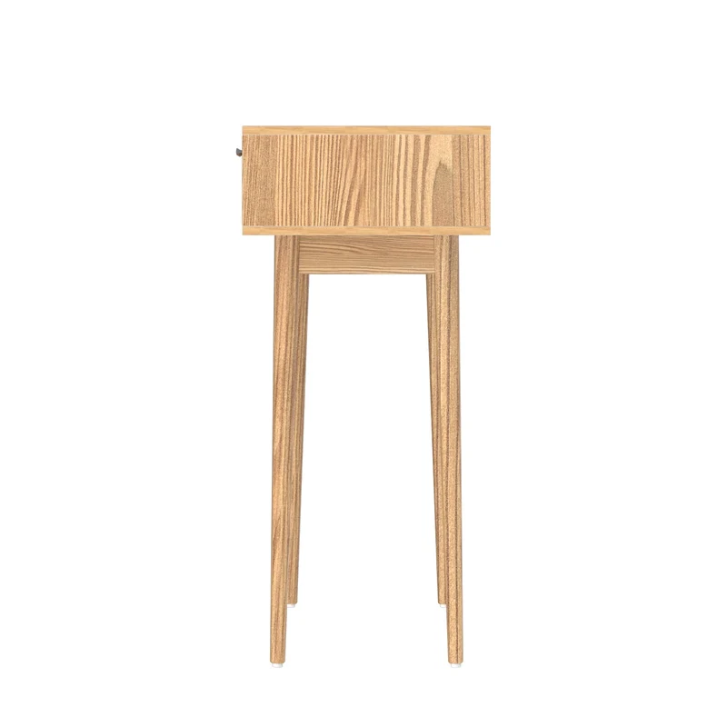 Console Tafel met Rotan Lades en Massief Houten Poten – Boho Haltafel 90 cm | Sansoti