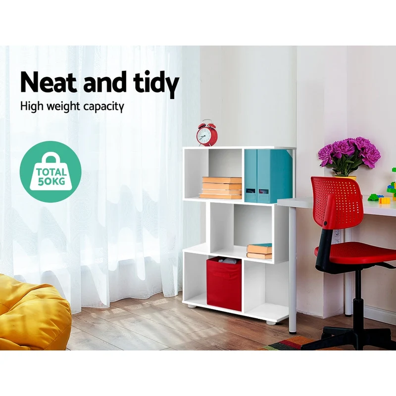 Design Boekenkast met Zigzag Planken 3-Laags – Moderne Display Kast 60 cm | Sansoti