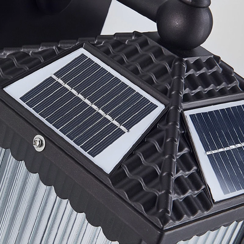 Buitenwandlamp Solar Aluminium Geribbeld Glas Koffiebruin IP55 Gevel Veranda Tuin Retro Wandlamp Buiten Lantaarn Villa | Sansoti