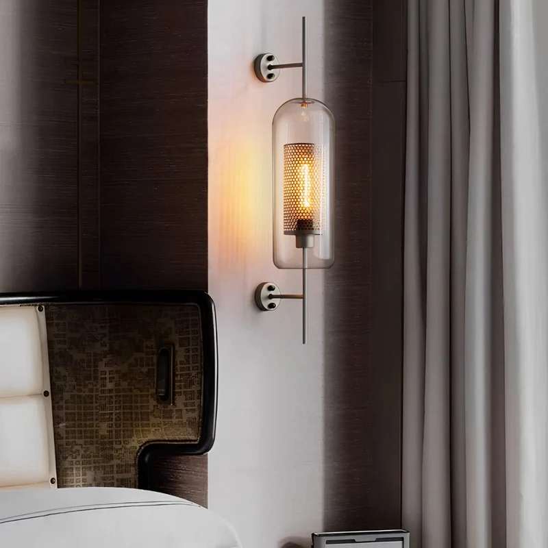Wandlamp Glas Bol IJzer Brons Slaapkamer Woonkamer E27 Vintage Industrieel Nachtkastlamp Hal | Sansoti