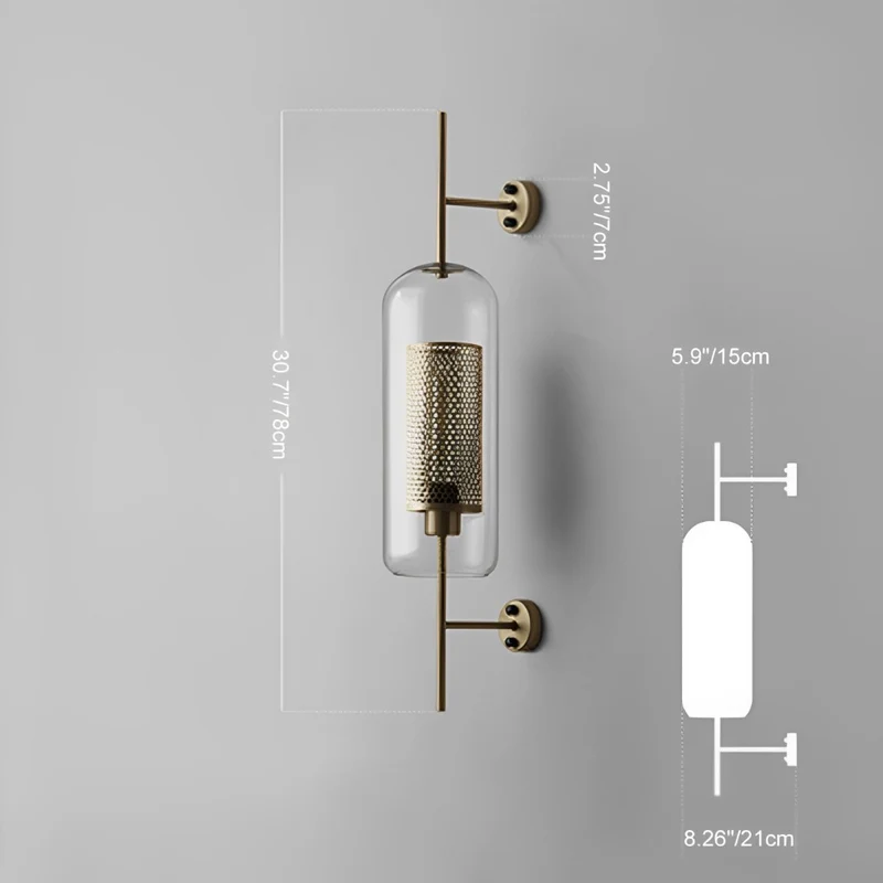 Wandlamp Glas Bol IJzer Brons Slaapkamer Woonkamer E27 Vintage Industrieel Nachtkastlamp Hal | Sansoti