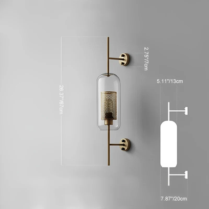 Wandlamp Glas Bol IJzer Brons Slaapkamer Woonkamer E27 Vintage Industrieel Nachtkastlamp Hal | Sansoti