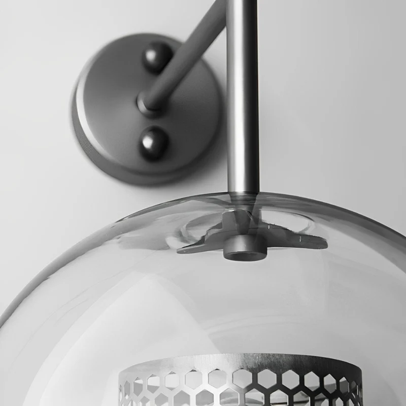 Wandlamp Glas Bol IJzer Brons Slaapkamer Woonkamer E27 Vintage Industrieel Nachtkastlamp Hal | Sansoti