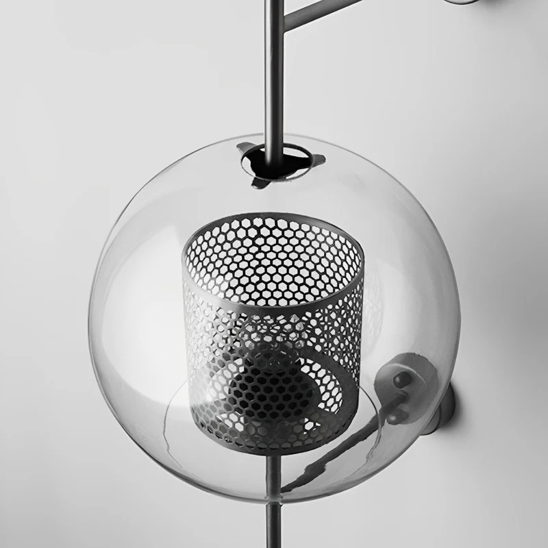 Wandlamp Glas Bol IJzer Brons Slaapkamer Woonkamer E27 Vintage Industrieel Nachtkastlamp Hal | Sansoti