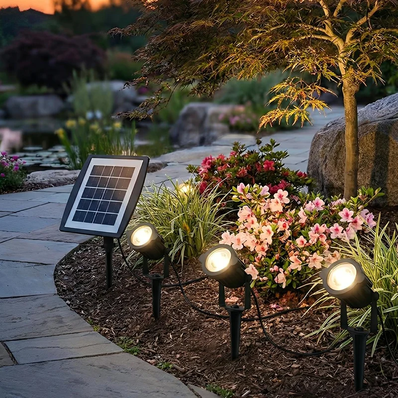 Tuinspot Zonne-energie LED 3W Zwart IP65 Tuin Gazon Prikspot Oprit Boomverlichting Buitenspot Solar | Sansoti