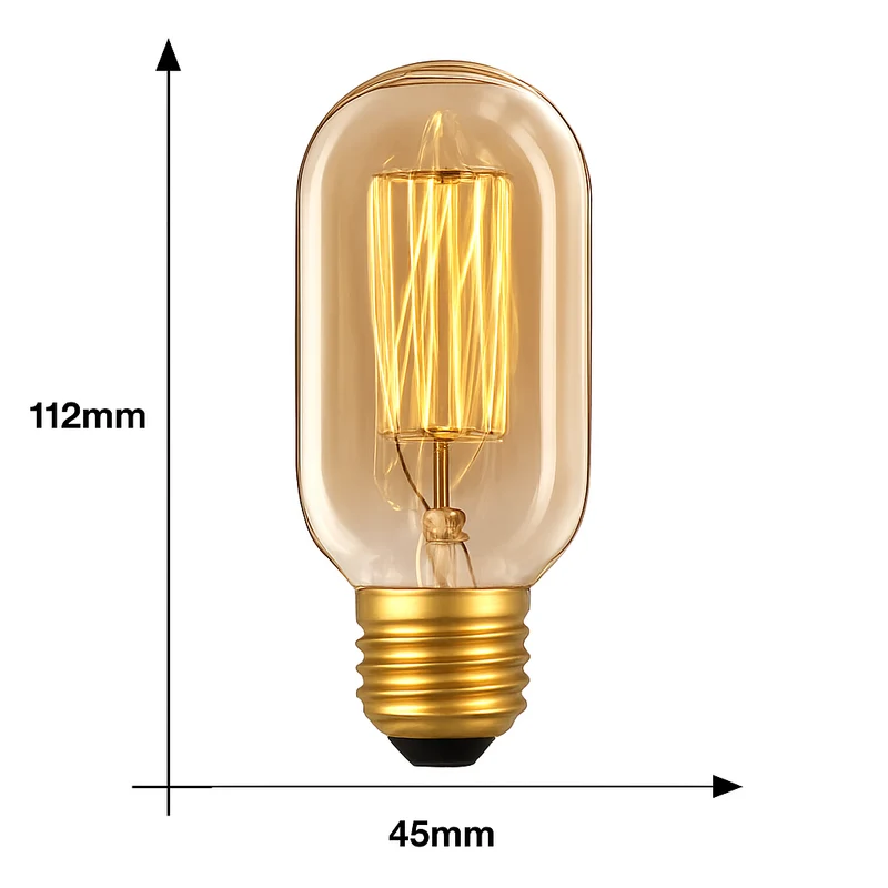 Edison Lamp E27 40W Glas Vintage Filamentlamp Retro Sfeerlamp Warm Wit Buislamp T45 Industrieel Loft Woonkamer Eetkamer Slaapkamer | Sansoti