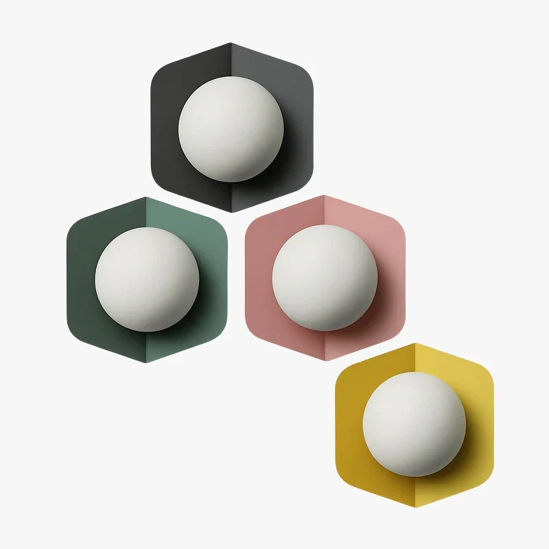 Wandlamp Zeshoek LED E27 Roze Groen Grijs Geel 24cm Slaapkamer Woonkamer Bol Wandlicht Hexagon Geometrisch Kinderkamer Hal | Sansoti