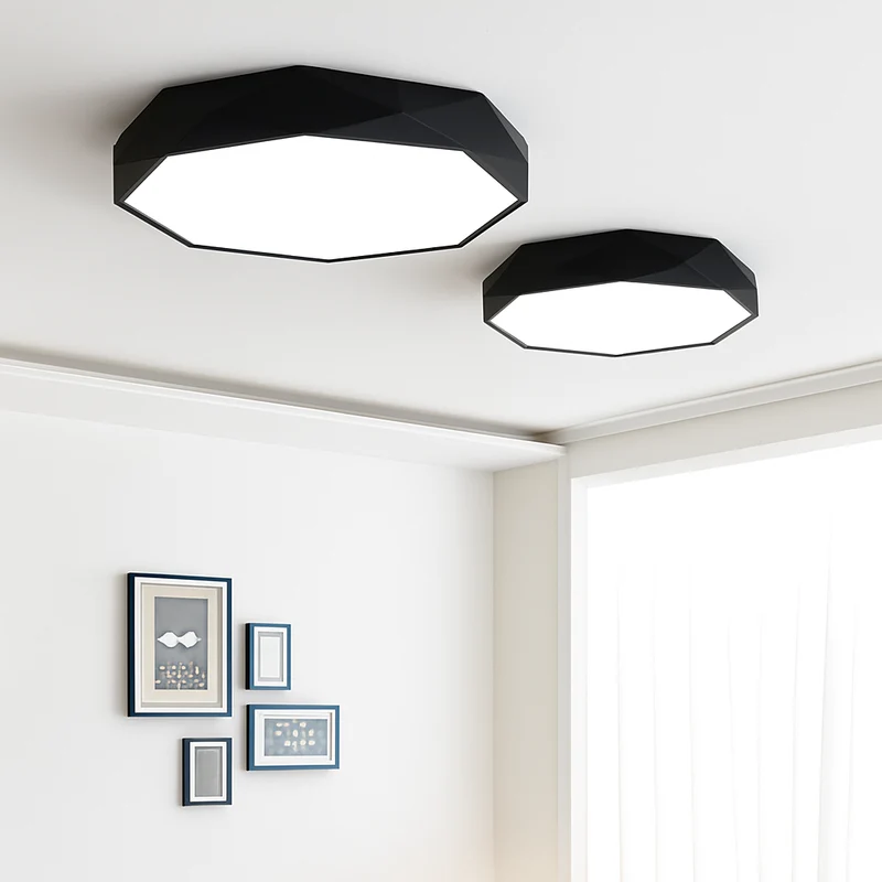 Plafondlamp LED Geometrisch Acryl Roze 30-60cm Slaapkamer Kinderkamer Plafonnière Achthoek Macaron Wit Zwart Groen Geel Woonkamer | Sansoti