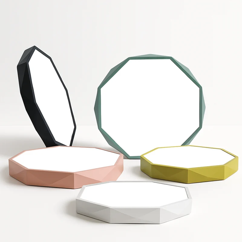 Plafondlamp LED Geometrisch Acryl Roze 30-60cm Slaapkamer Kinderkamer Plafonnière Achthoek Macaron Wit Zwart Groen Geel Woonkamer | Sansoti