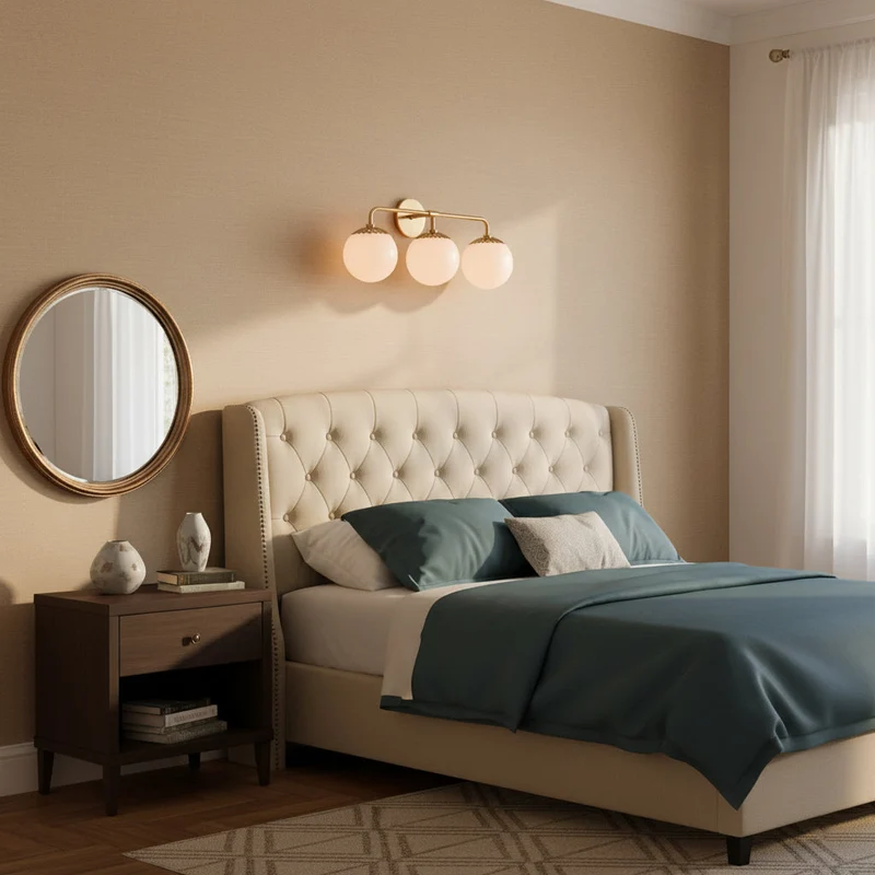Art Deco Wandlamp met Bloemkap en Glazen Bol – Design Wandverlichting in Messing, Zwart of Nikkel voor Woonkamer en Badkamer | Sansoti