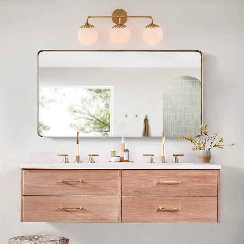 Art Deco Wandlamp met Bloemkap en Glazen Bol – Design Wandverlichting in Messing, Zwart of Nikkel voor Woonkamer en Badkamer | Sansoti