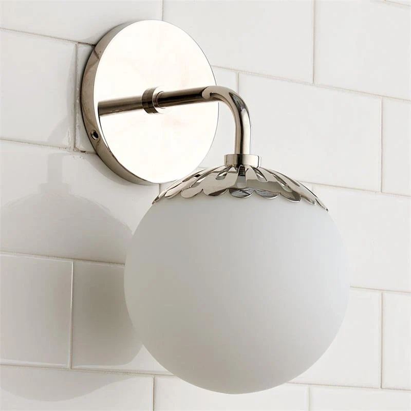 Art Deco Wandlamp met Bloemkap en Glazen Bol – Design Wandverlichting in Messing, Zwart of Nikkel voor Woonkamer en Badkamer | Sansoti