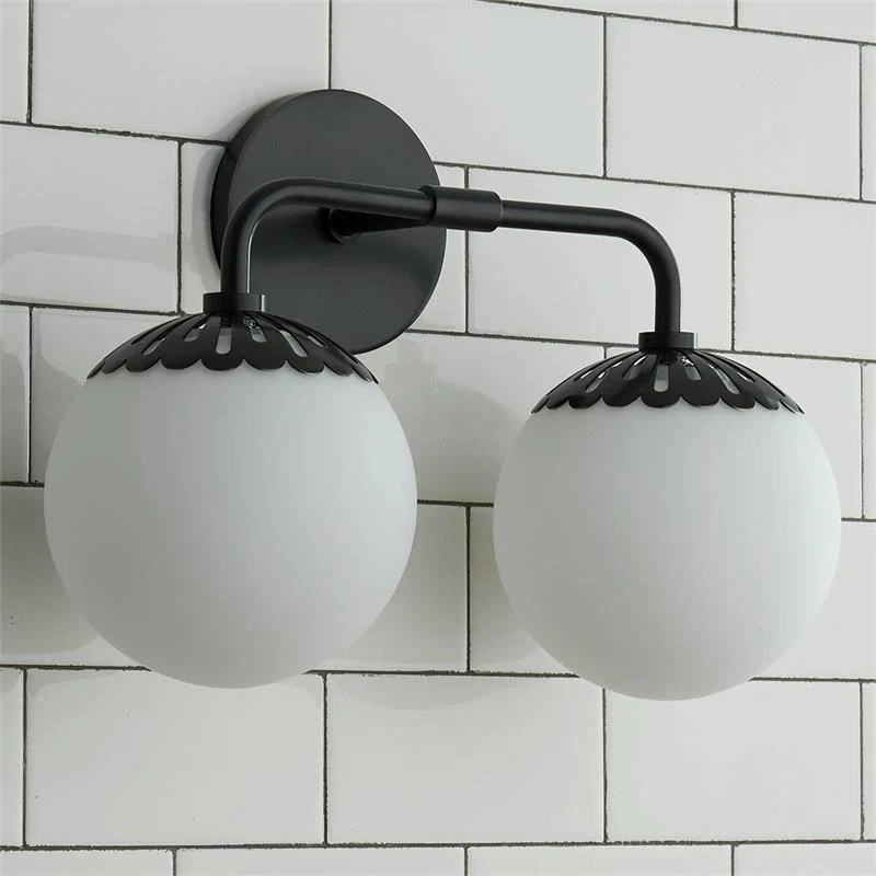 Art Deco Wandlamp met Bloemkap en Glazen Bol – Design Wandverlichting in Messing, Zwart of Nikkel voor Woonkamer en Badkamer | Sansoti