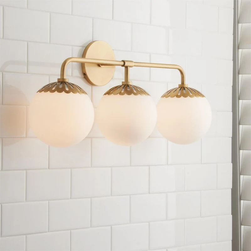 Art Deco Wandlamp met Bloemkap en Glazen Bol – Design Wandverlichting in Messing, Zwart of Nikkel voor Woonkamer en Badkamer | Sansoti
