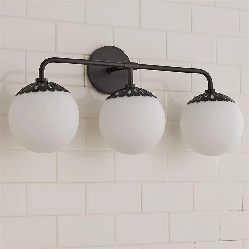 Art Deco Wandlamp met Bloemkap en Glazen Bol – Design Wandverlichting in Messing, Zwart of Nikkel voor Woonkamer en Badkamer | Sansoti