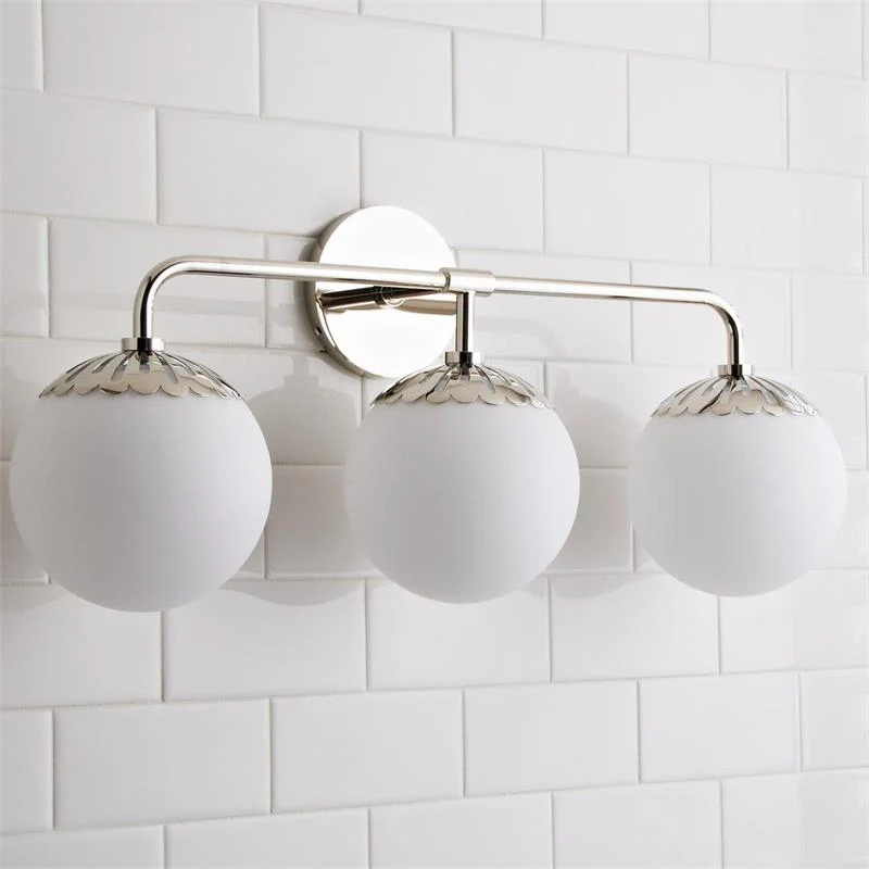 Art Deco Wandlamp met Bloemkap en Glazen Bol – Design Wandverlichting in Messing, Zwart of Nikkel voor Woonkamer en Badkamer | Sansoti