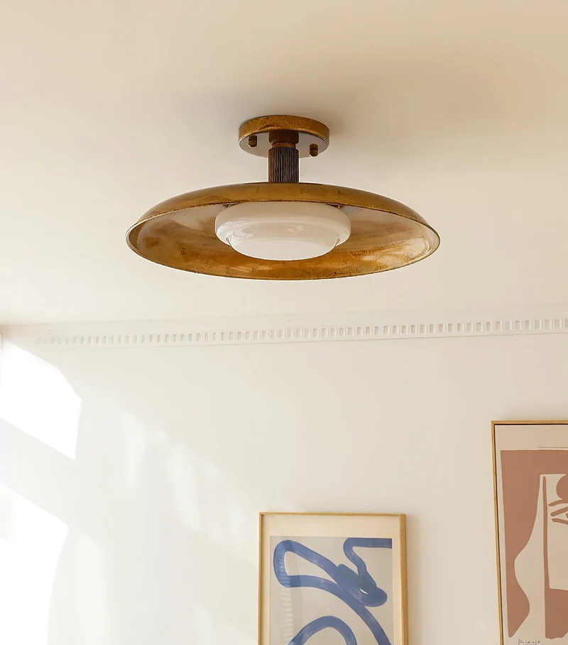 Design Plafondlamp van Glas en Metaal met Geïntegreerde LED – Moderne Ronde Plafondverlichting in Goud, Wit of Nikkel 50 cm | Sansoti